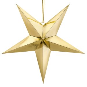 ESTRELLA CARTULINA RÍGIDA DORADO 30/45/70CM