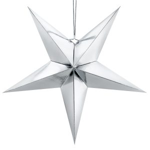 ESTRELLA CARTULINA RÍGIDA PLATEADO 30/45/70CM