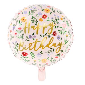 GLOBO FOIL HAPPY BIRTHDAY FLORES ROSA