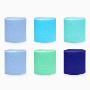 Set de 6 rollos de papel crepé azul y verde (5 cm x 10 m)