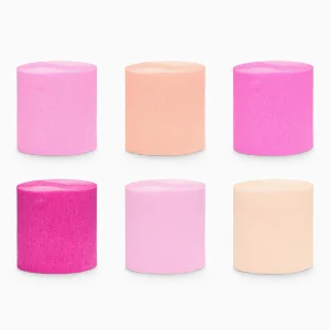 Set de 6 rollos de papel crepé rosa