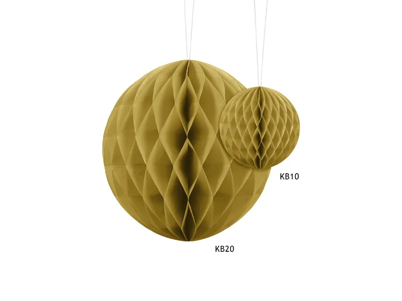 Bola de Panal Dorada Mate – Decoración Festiva Reutilizable de 20 cm