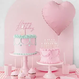 Cake Topper  Happy Birthday Rosa pastel