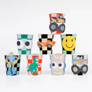 Vasos con los iconos de juguetes de Meri Meri