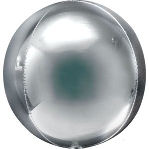CONJUNTO DE TRES GLOBOS REdONDOS METALICOS XL PLATA